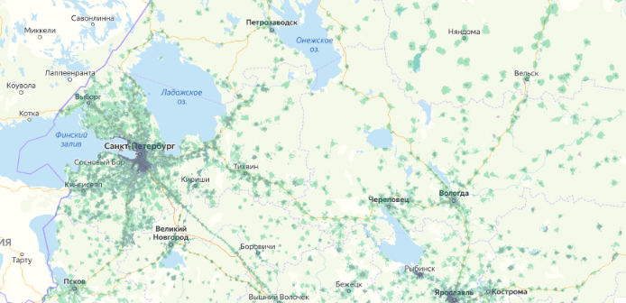 Зона покрытия МТС на карте Малоярославец 